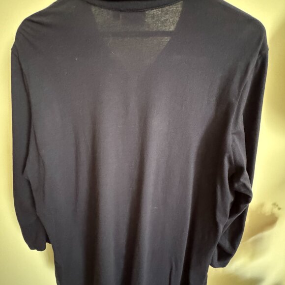 Prairie Cotton Button Down Shirt Elbow Sleeve Navy Medium - Picture 2 of 6